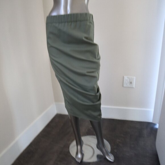 Brunello Cucinelli Skirt Monili Track Rushed Army Green Cotton Twill Size 4 - Picture 6 of 9